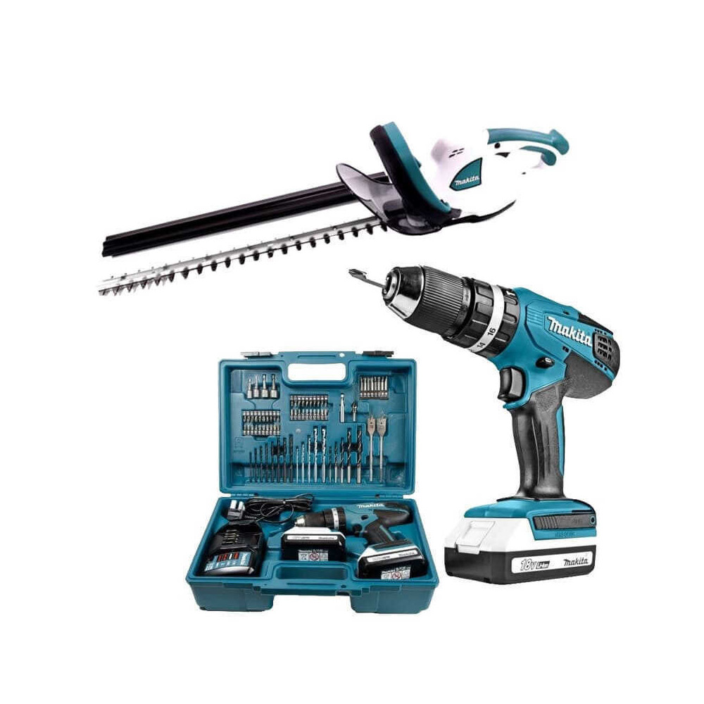 Pack perceuse et taille-haie Makita COMBO-HP457DWE10-UH522DZ