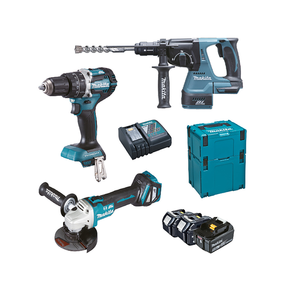 Pack 3 outils 18V DHP484 DHR243 DGA513 3X50AH en makpac sans fil