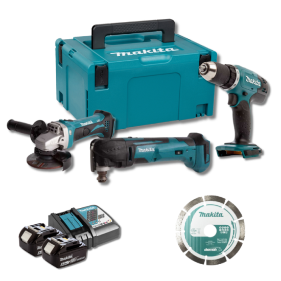 Pack électricien DDF453 DTM51 DGA452 2X50AH en makpac Makita