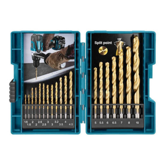 Coffret 19 forets métaux Makita D-67527 HSS-TiN HT