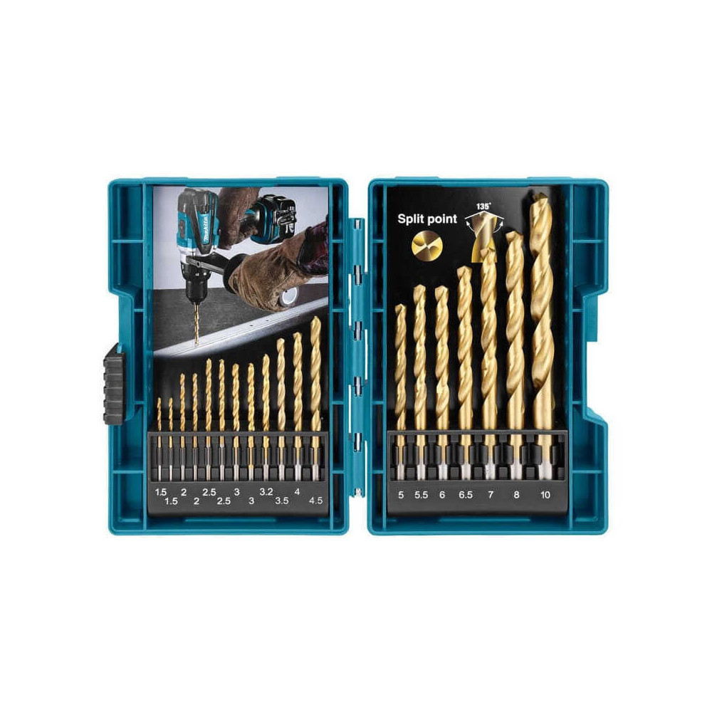 Coffret 19 forets métaux Makita D-67527 HSS-TiN HT