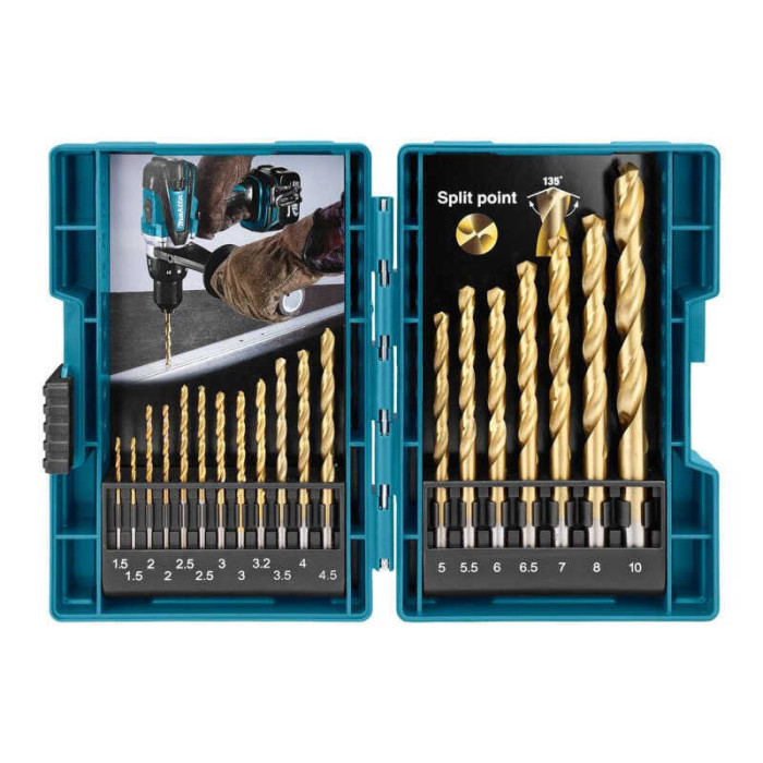 Coffret 19 forets métaux Makita D-67527 HSS-TiN HT