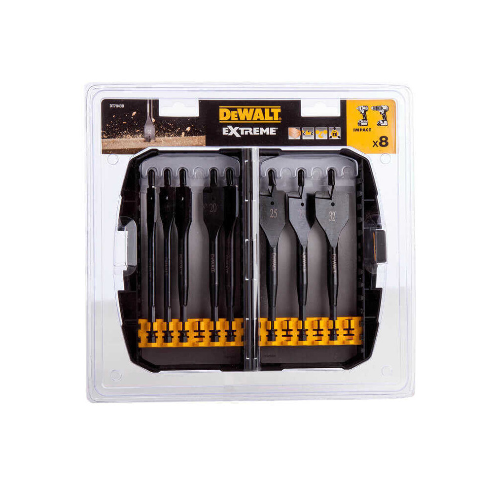 Coffret de 8 mèches à bois plates pour perceuse DeWalt DT7943B