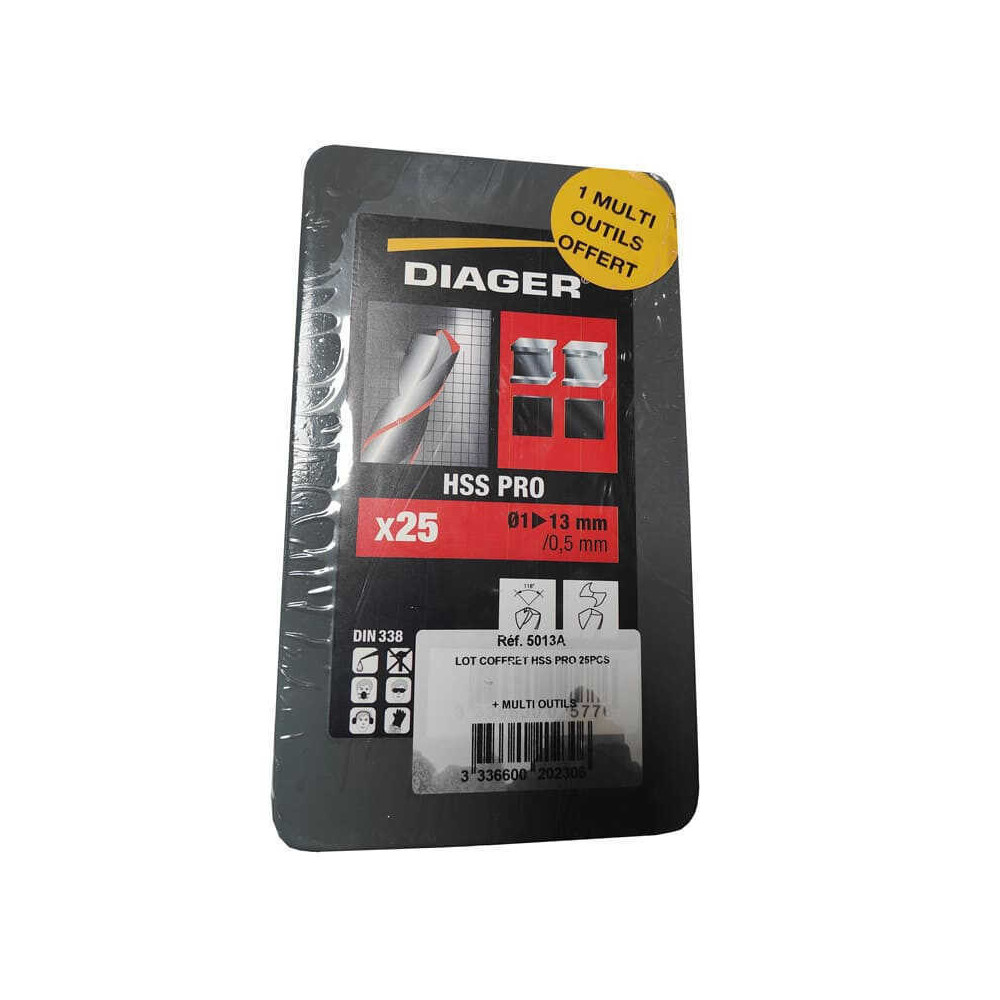Coffret plastique foret métal Diager 5013A