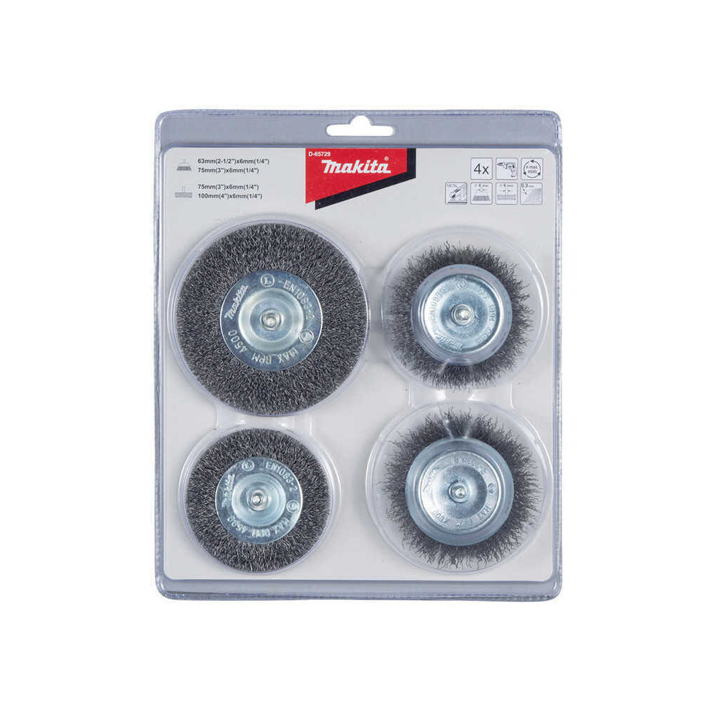 Set 4 brosses métalliques perceuse Makita D-65729