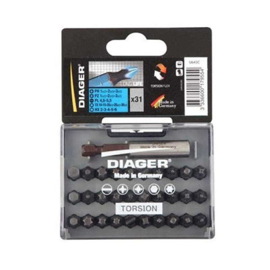 Coffret embouts torsion 31 pcs Diager U643C