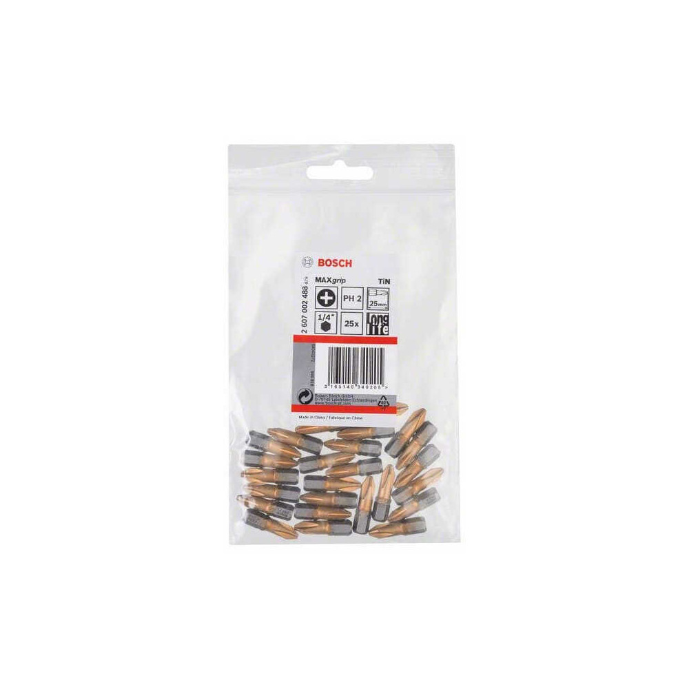 Embouts PH2 25 mm extra dur x25 Bosch Professional 2607002488
