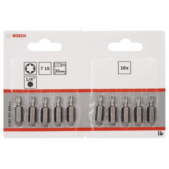 Embout torx t 15 extra dur 25 mm 1 4 lot de 10 Bosch Professional