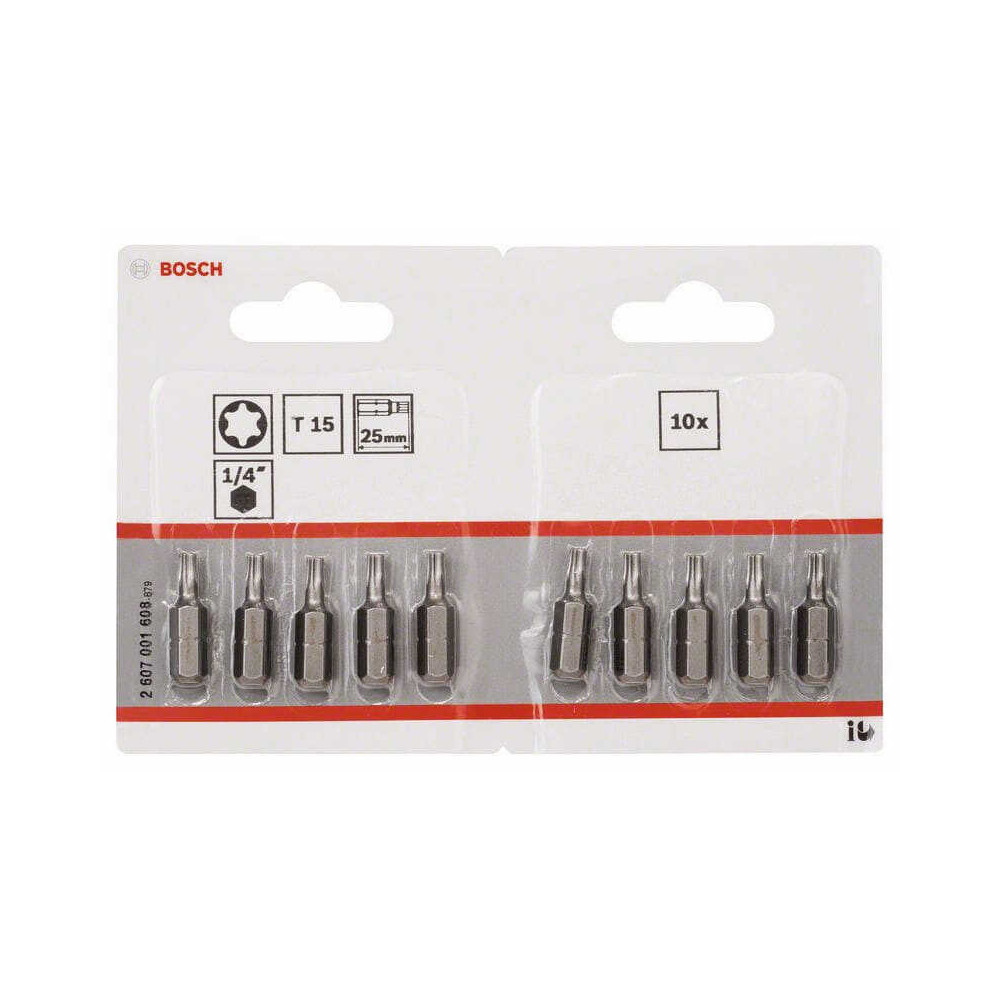 Embout torx t 15 extra dur 25 mm 1 4 lot de 10 Bosch Professional