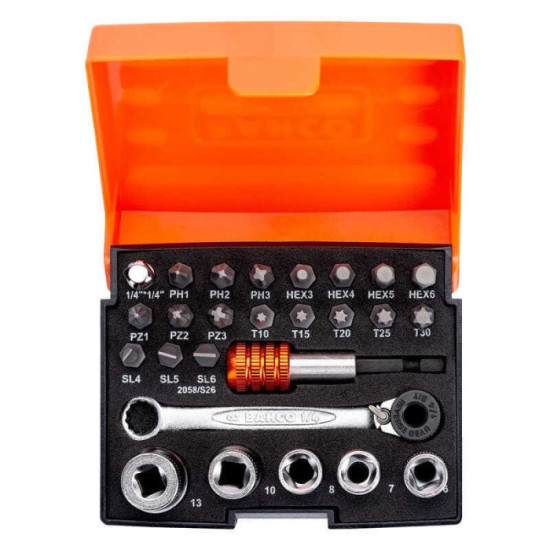 Jeu d'embouts et de douilles 1/4 pouce Bahco 2058S26 - 26 pièces