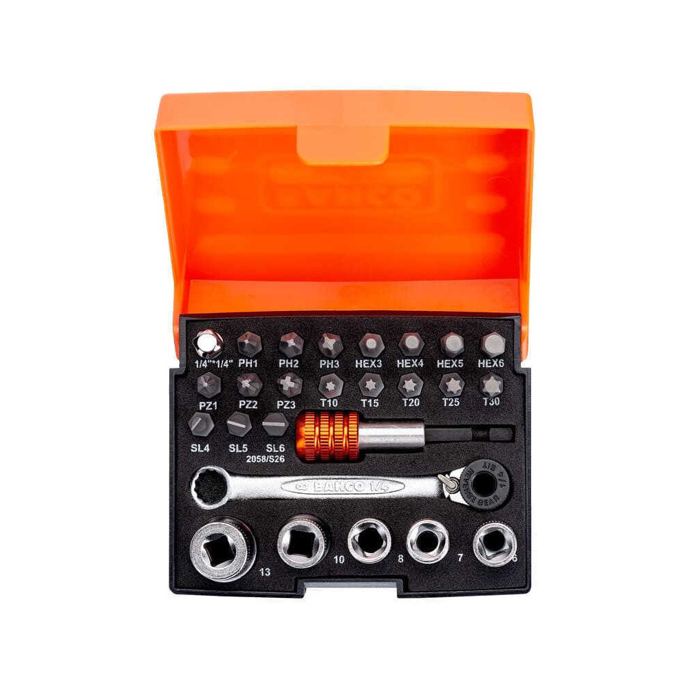 Jeu d'embouts et de douilles 1/4 pouce Bahco 2058S26 - 26 pièces
