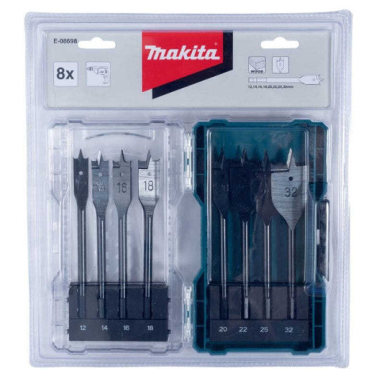Jeu 8 mèches plates à bois Makita E-08698