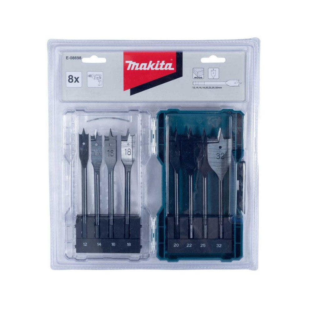Jeu 8 mèches plates à bois Makita E-08698
