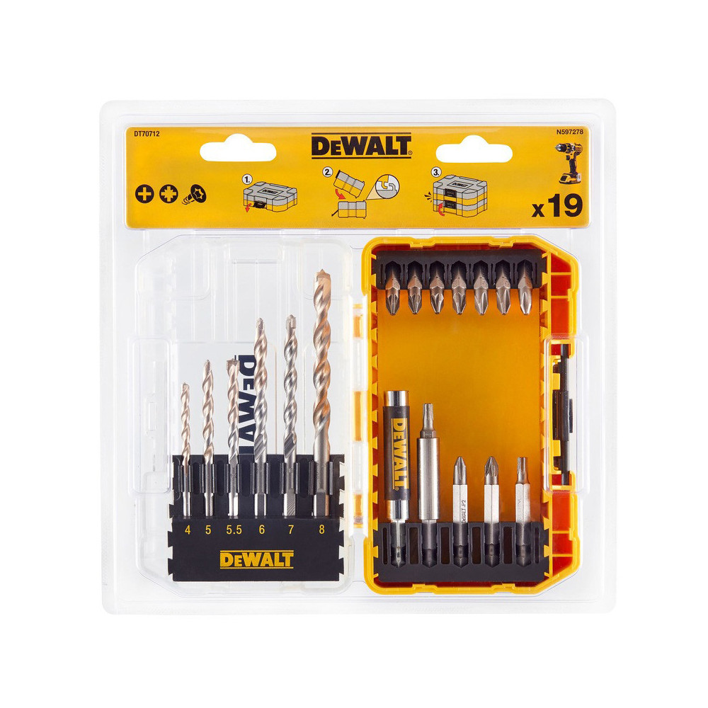 Coffret vissage et perçage 19 pcs DeWalt DT70712-QZ