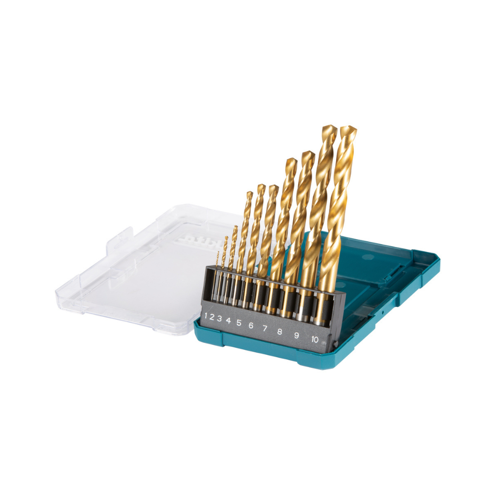 Coffret 10 forets métaux Makita D-72849 HSS-TiN HT
