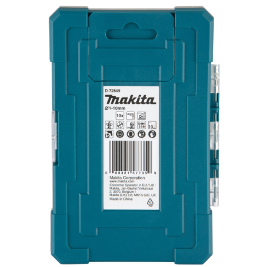 Coffret 10 forets métaux Makita D-72849 HSS-TiN HT