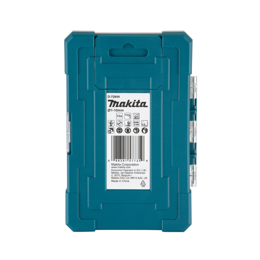 Coffret 10 forets métaux Makita D-72849 HSS-TiN HT