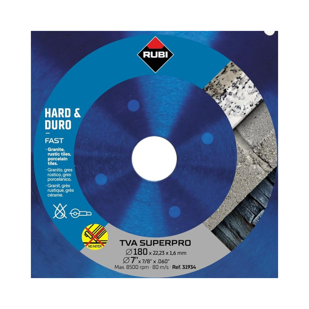 Disque diamant matériaux durs O180X222 turbo viper tva Rubi 31934