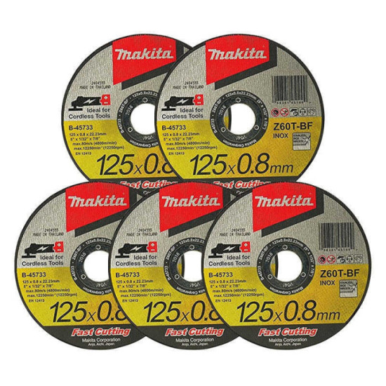 Lot 5 disques tronçonner métal inox b 45733 Makita B-45733-5