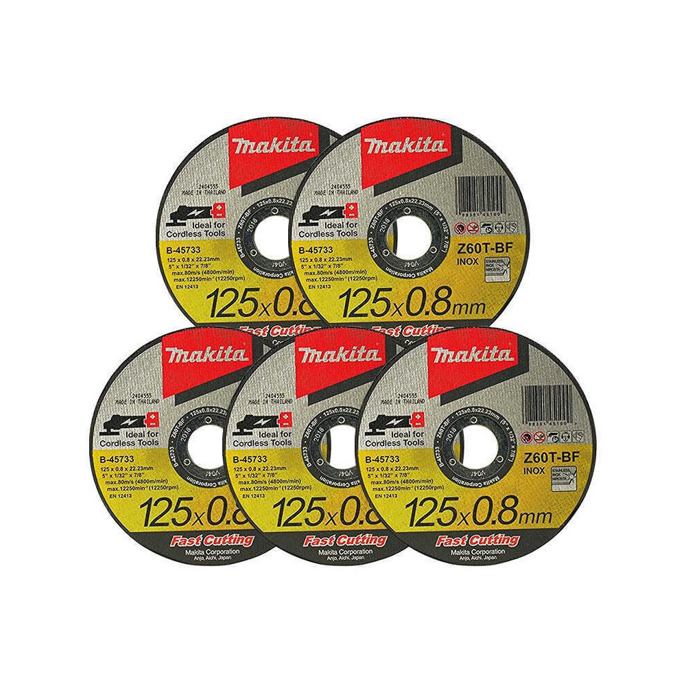 Lot 5 disques tronçonner métal inox b 45733 Makita B-45733-5