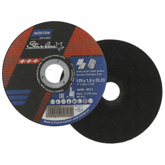 Disque à tronçonner starline 125 mm acier et inox Norton Saint