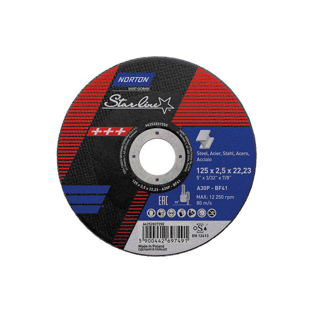 Disque à tronçonner starline 125 mm pour acier et inox Norton