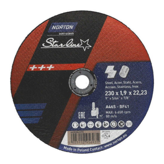 Disque à tronçonner Norton 66252843278 230 x 1,9 mm