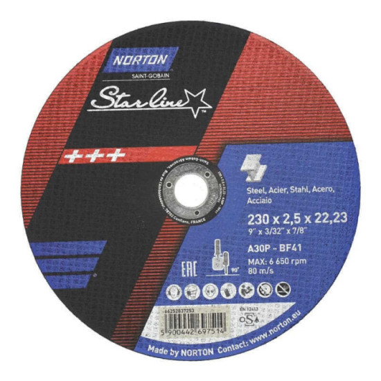 Disque à tronçonner Norton 66252837253 230 x 2,5 mm