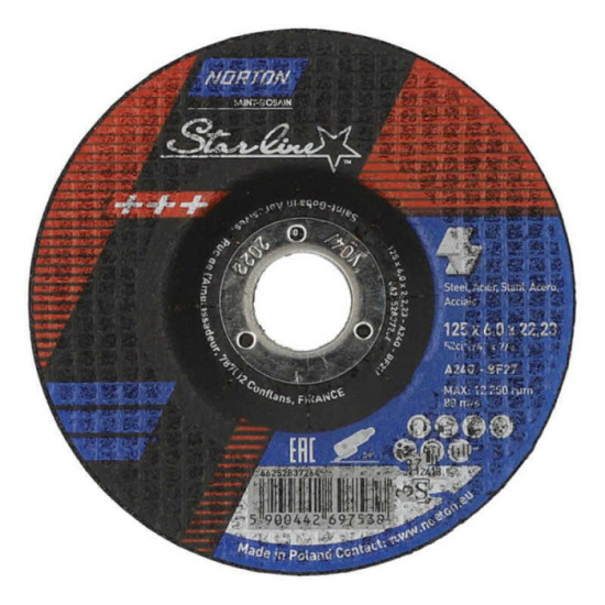 Disque à ébarber starline 125 mm T27 acier et inox Norton Saint