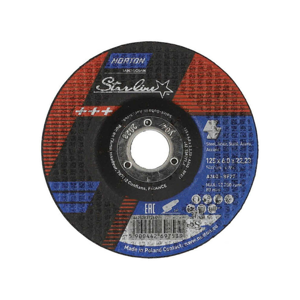 Disque à ébarber starline 125 mm T27 acier et inox Norton Saint