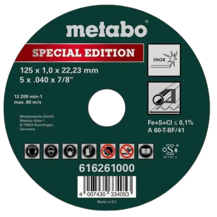 Lot de 25 disques à tronçonner 125 mm Metabo 616261000x25
