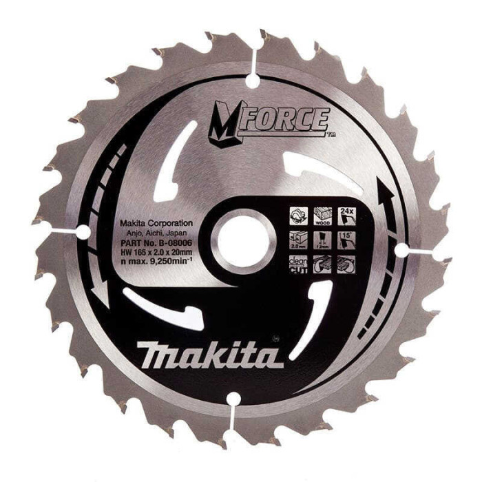 Lame carbure bois 24 dents Ø165 mm Makita A-89632