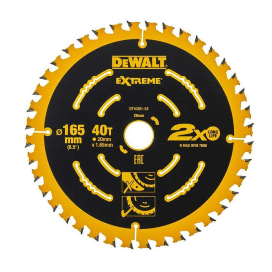 Lame DeWalt DT10301-QZ Extreme 165 x 20 mm 40 dents