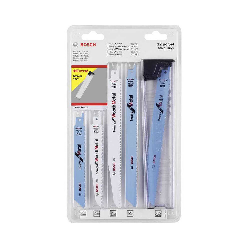 Set 12 lames scies sabre Bosch Professional 2607010908