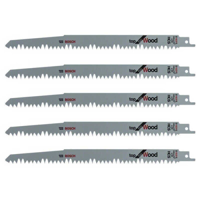 Lames scie sabre Bosch S1531L-HCS bois vert x5