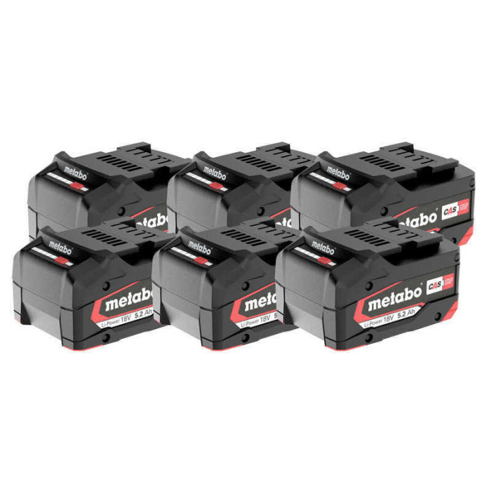 Set de 6 batteries 18 V Metabo 625152000 5,2 Ah