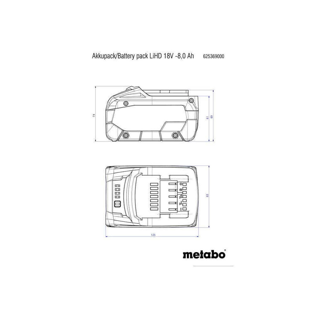 Batterie Metabo LiHD 18 V 10,0 Ah 625549000