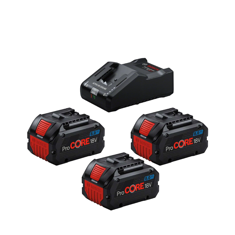Pack 3 batteries 8,0 Ah + chargeur Bosch Professional 0615A5004Y