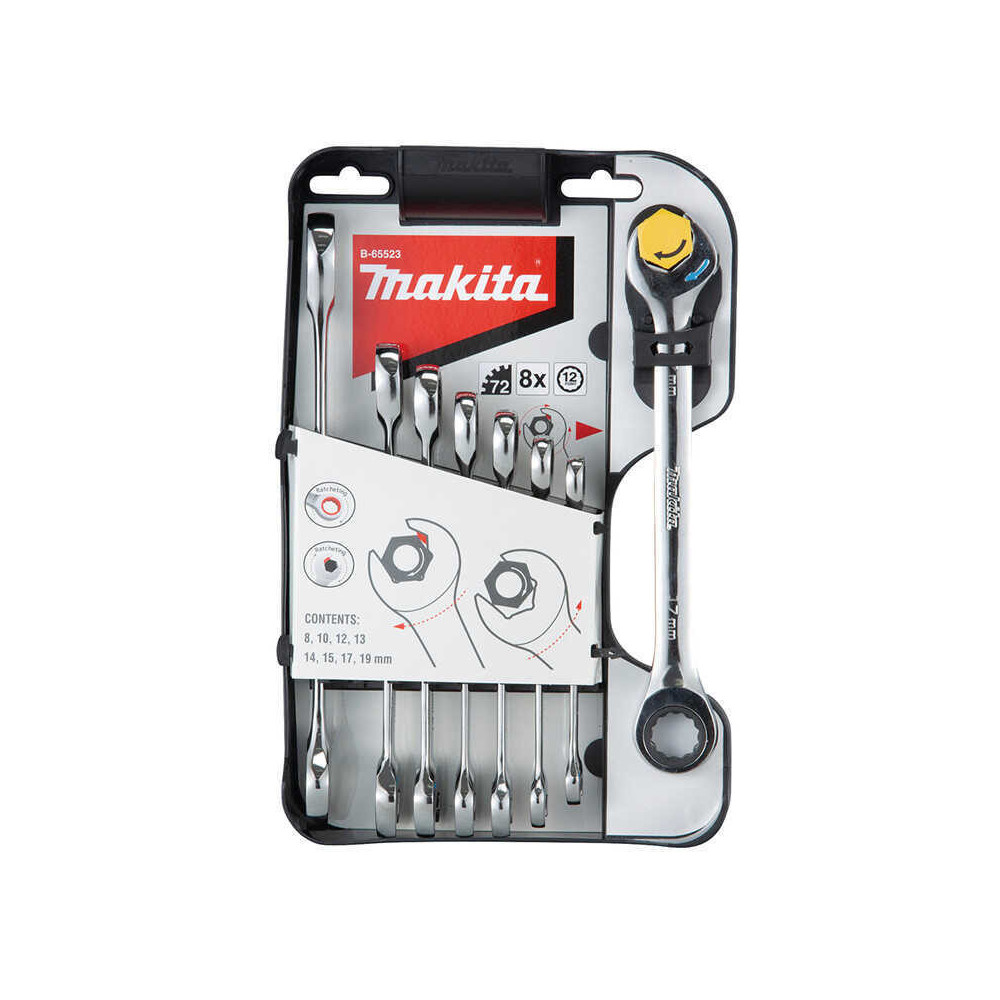 Jeu de clés mixtes à cliquet Makita B-65523