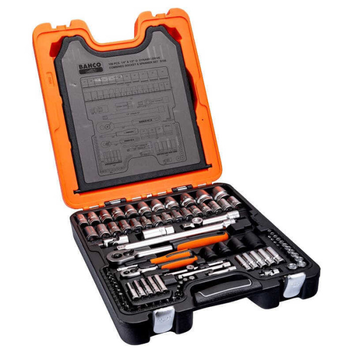 Jeu de douilles 1/4" et 1/2" avec jeu Bahco S108