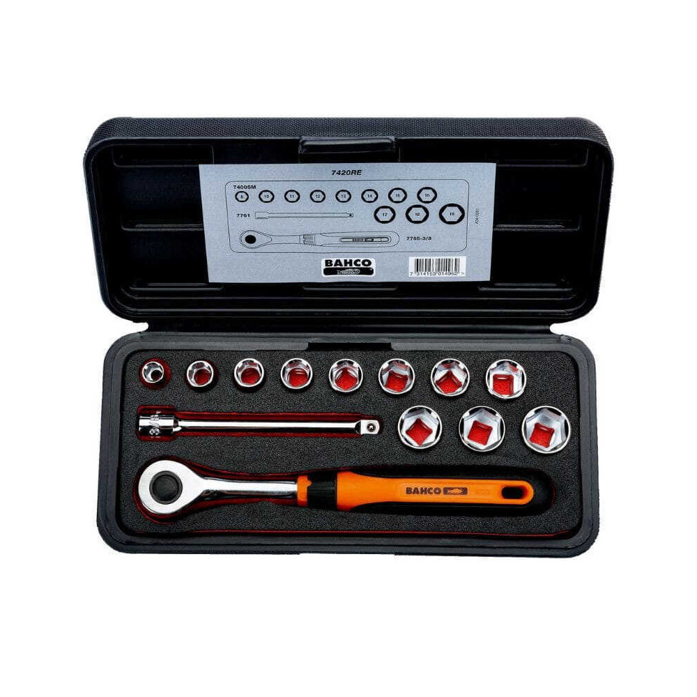 Jeu de douilles 3/8" Bahco 7420RE avec cliquet