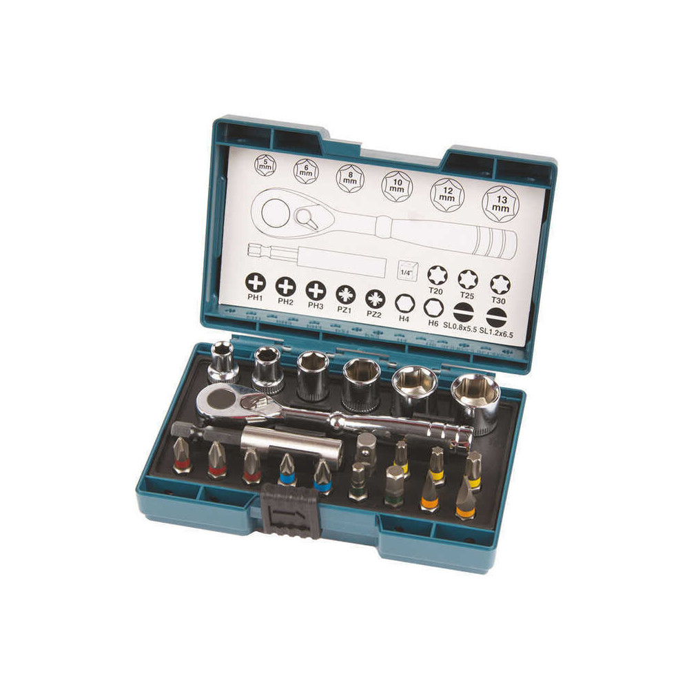 Coffret cliquet et 20 accessoires Makita B-54081