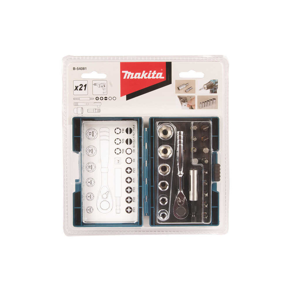 Coffret cliquet et 20 accessoires Makita B-54081