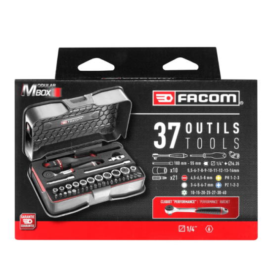 Coffret 37 douilles et embouts Facom R.161-6M6PB