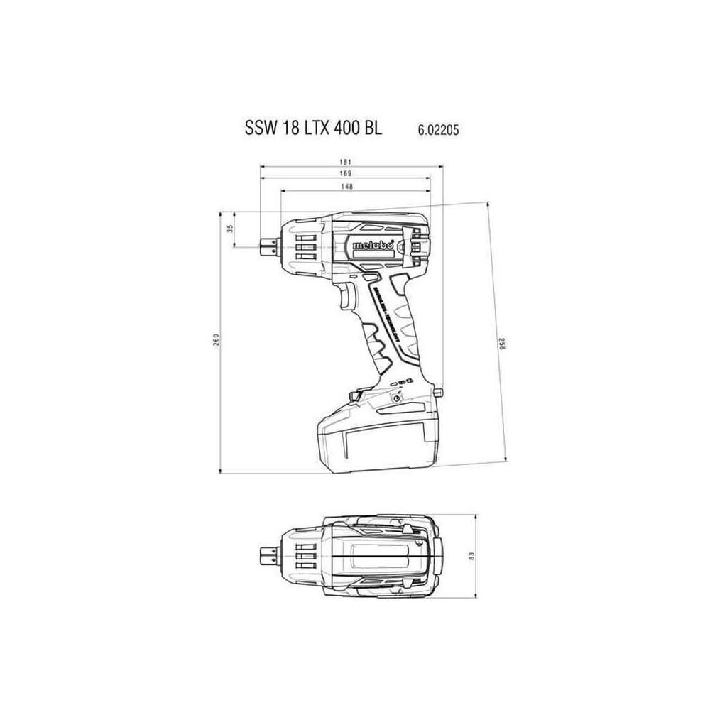 Boulonneuse Metabo SSW 18 LTX 400 BL 5,2 Ah