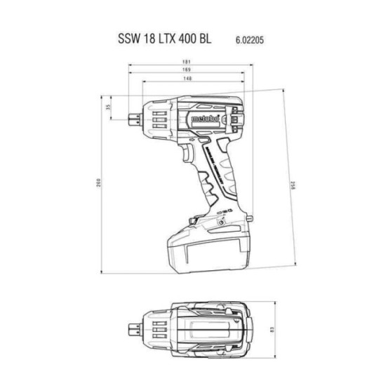 Boulonneuse Metabo SSW 18 LTX 400 BL 4,0 Ah HT