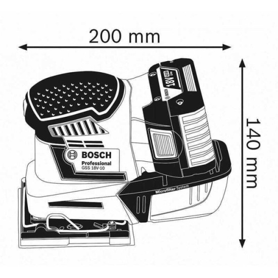 Ponceuse vibrante sans fil Bosch GSS 18V-10 06019D0200