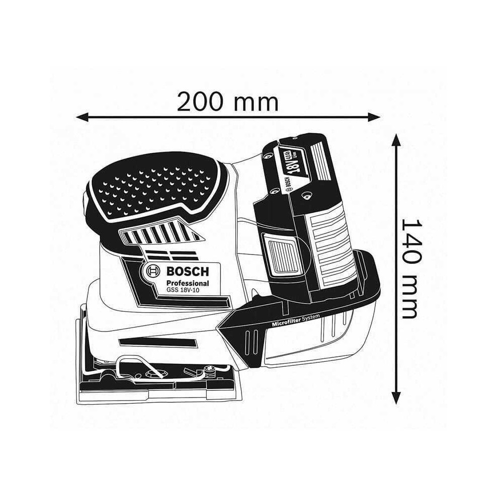 Ponceuse vibrante sans fil Bosch GSS 18V-10 06019D0200
