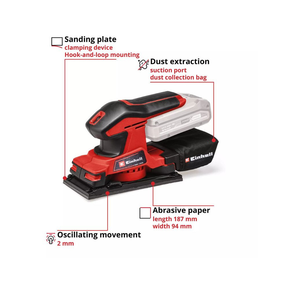 Ponceuse vibrante Einhell TC-OS 18/187 Li Solo 18V