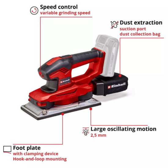 Ponceuse vibrante Einhell TE-OS 18/230 Li Solo 18V